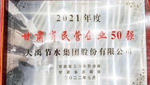 2022年7月4日pp电子节水集团荣获2021年度甘肃省民营企业50强